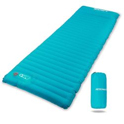 REDCAMP Ultralight TPU Inflatable Camping Mat with Pump and Pillow, Size 185 x 60 x 7.5 cm Comfortable Camping Air Mattress for Backpacking, Blue