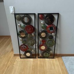 Large Metal Mirror Wall Art Set Of 2