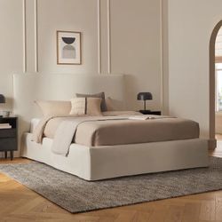 Gray Article Slipcover Queen Bed 