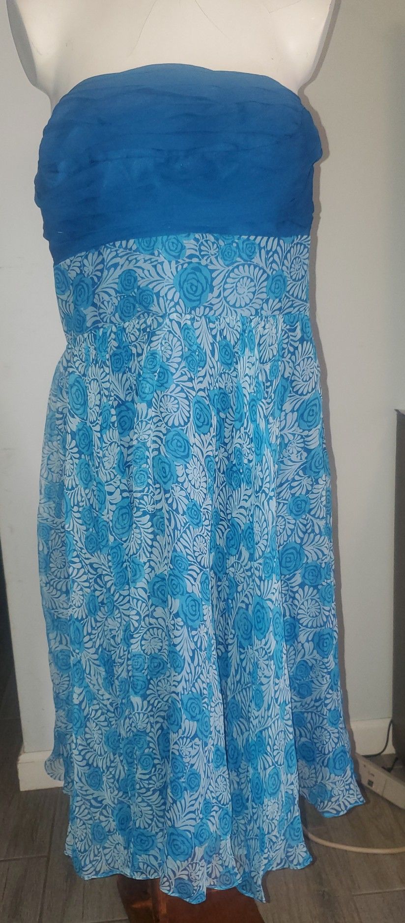 Blue Floral Cocktail Dress New