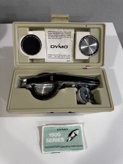 Vintage DYMO 1570 Chrome Deluxe Embossing Label Maker Kit - 3 Wheels, Case, Tape