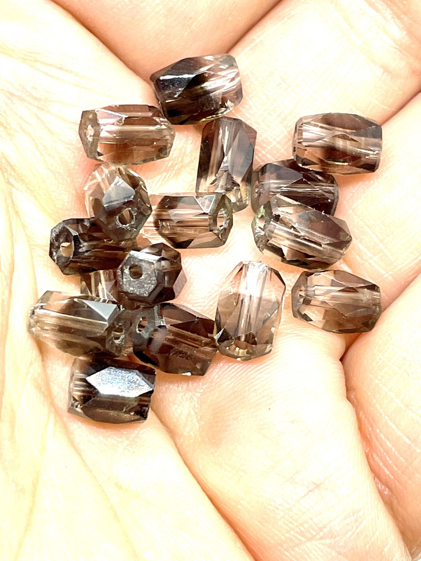 35 Smoky Glass Faceted Beads