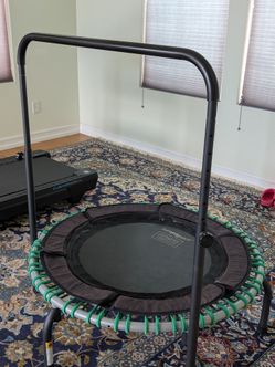 Jump sport 39" Fitness Trampoline with handlebar, Model 370, black/green, 39"