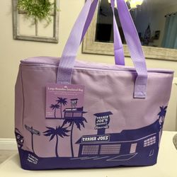 New Trader Joe’s Large Lavender Insulated Tote Bag 