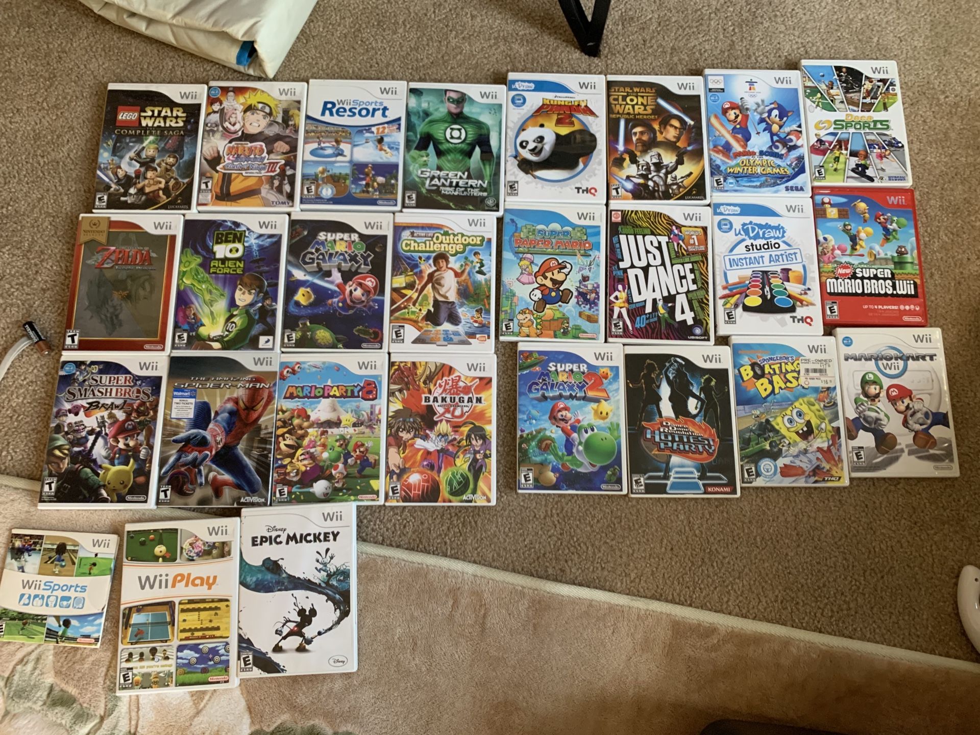 Wii Games $15 each or best offer for all games, accessories and extras including 2 DDR mats and dance mat