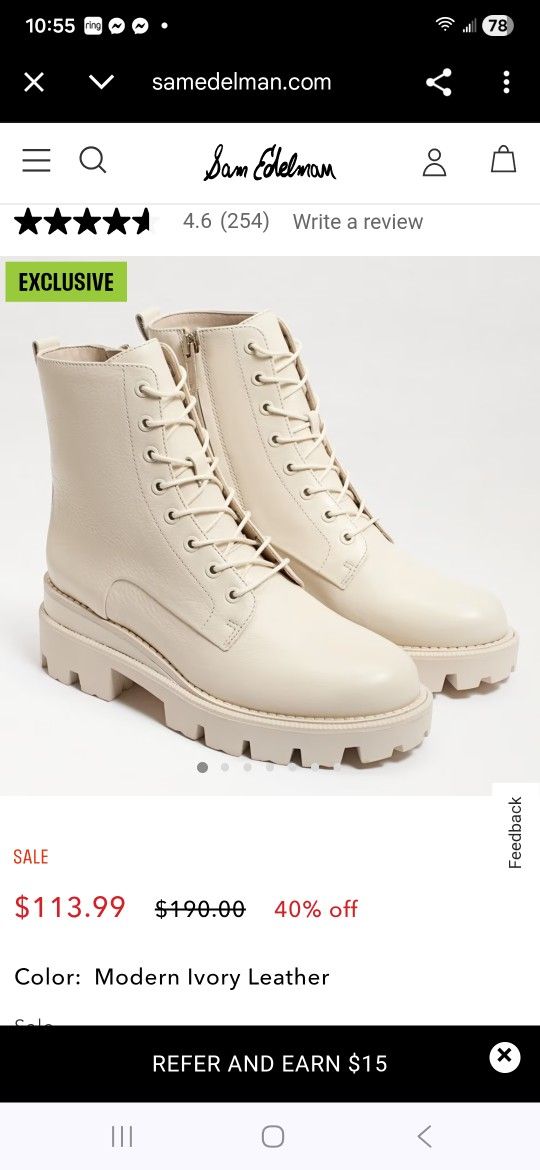 Ivory Leather Waterproof Combat Boots