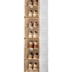 Shoe Organizer Storage Box, Portable Folding Shoe Rack for Closet with Magnetic Clear Door,Large Sneaker Cabinet Bins Sturdy Easy Assembly 10 Layers