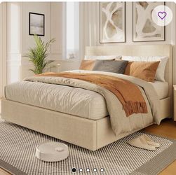 Full-Size Upholstered Bed Frame with 4 Storage Drawers