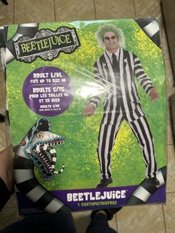 BettleJuice Costume And Green Hair Spray