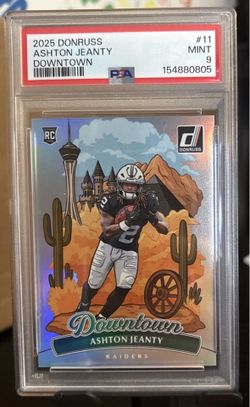 2025 PANINI DONRUSS DOWNTOWN #11 ASHTON JEANTY ROOKIE RC PSA 9