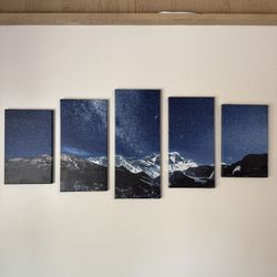 5 Piece Canvas. Mountains. Stars. 