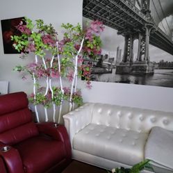 White Sofa With 2 White Picture 