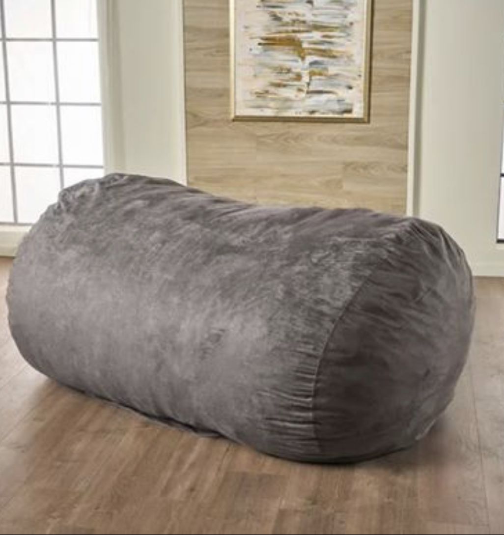 6 foot Bean Bag Sofa Grey Sac Gigantic Chair Big Lounger Bags Sack Giant Chair Memory Foam