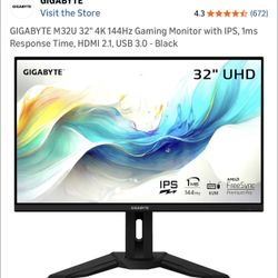 GIGABYTE M32U 32" 4K 144Hz Gaming Monitor with IPS, 1ms Response Time, HDMI 2.1, USB 3.0 - Black 