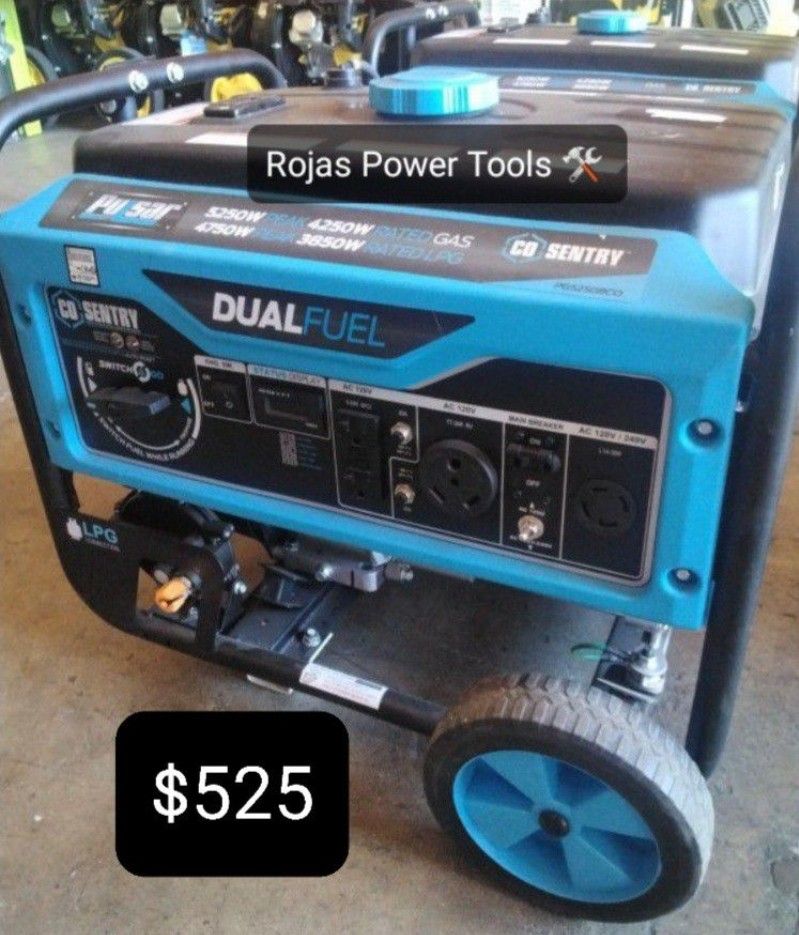 PULSAR 5250W 4250W DUAL FUEL GASOLINE PROPANE WITH RECOIL START PORTABLE GENERATOR