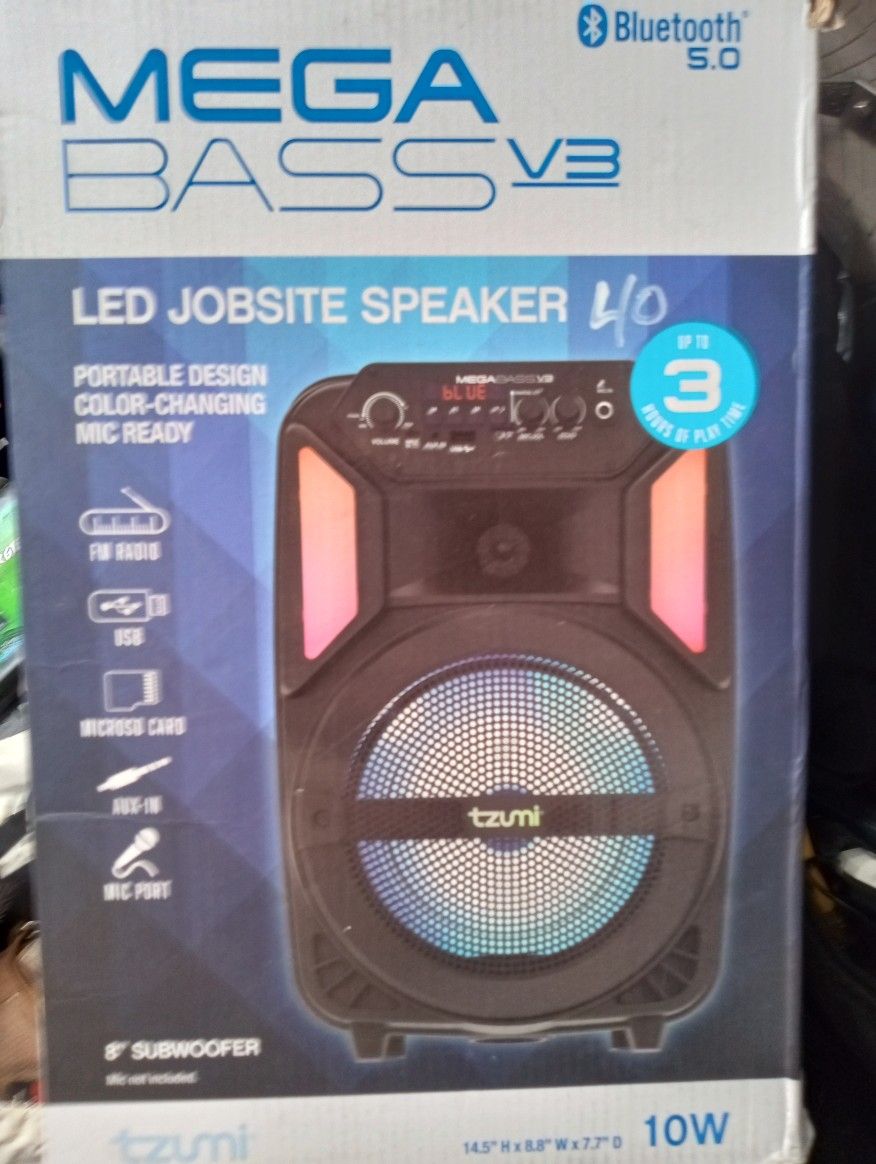 Tzuni Mega Bass V3 LED Jobsite Speaker