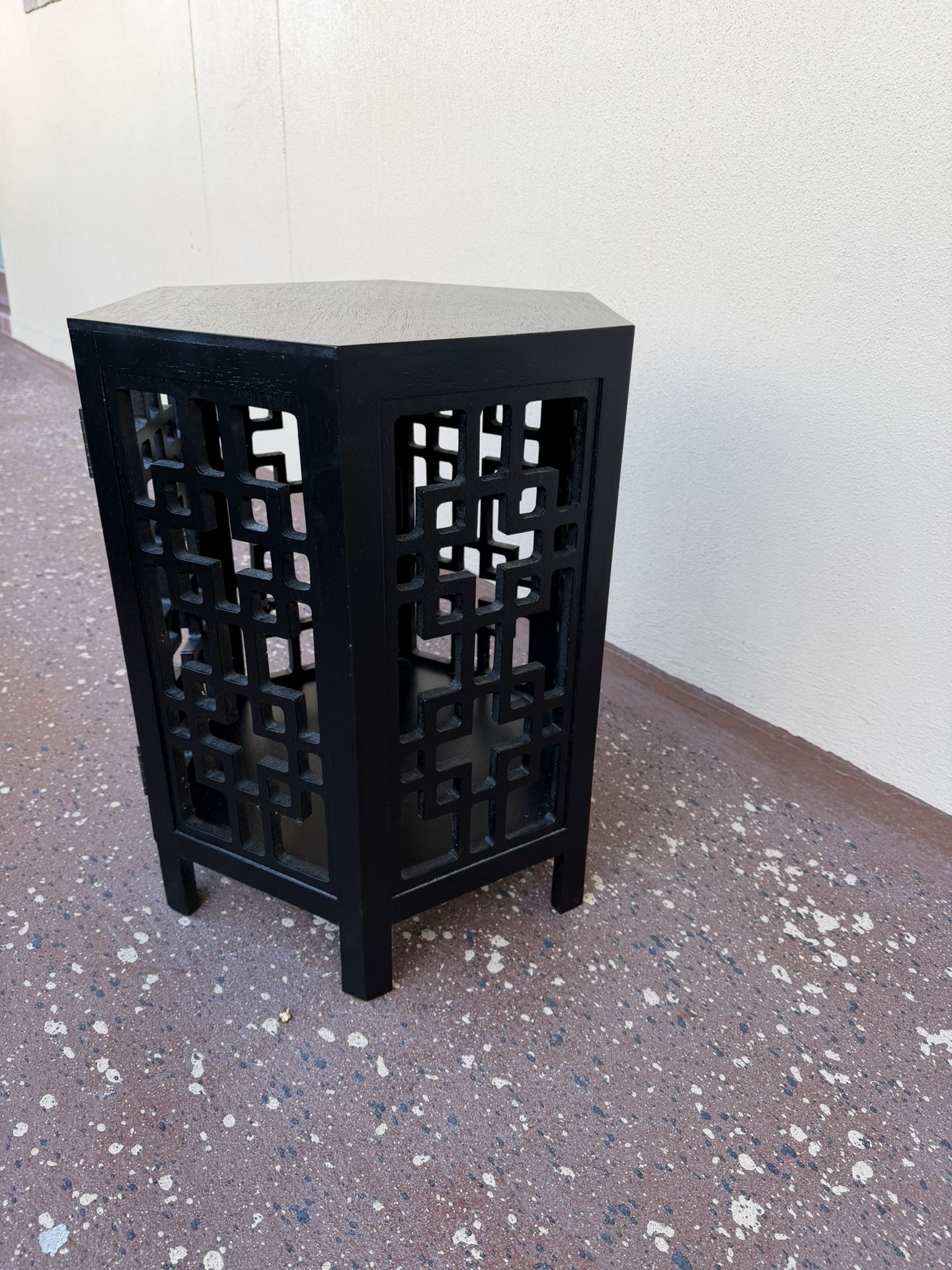 Wood Table Black Hexagonal, Chinese Style