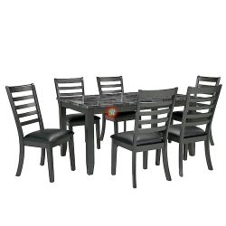 7pc Dining Table Set / Marble Tabletop