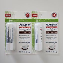 2 Aquaphor lip repair stick with coconut oil