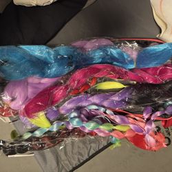 RAINBOW HAIR FALLS / Fake Faux Hair 6 Different Colors 