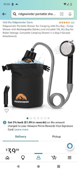 Ridgewinder Portable Shower for Camping with Dry Bag