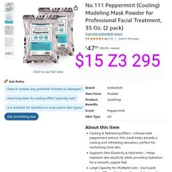 No.111 Peppermint (Cooling) Modeling Mask Powder for Professional Facial Treatment, 35 Oz. (2 pack)