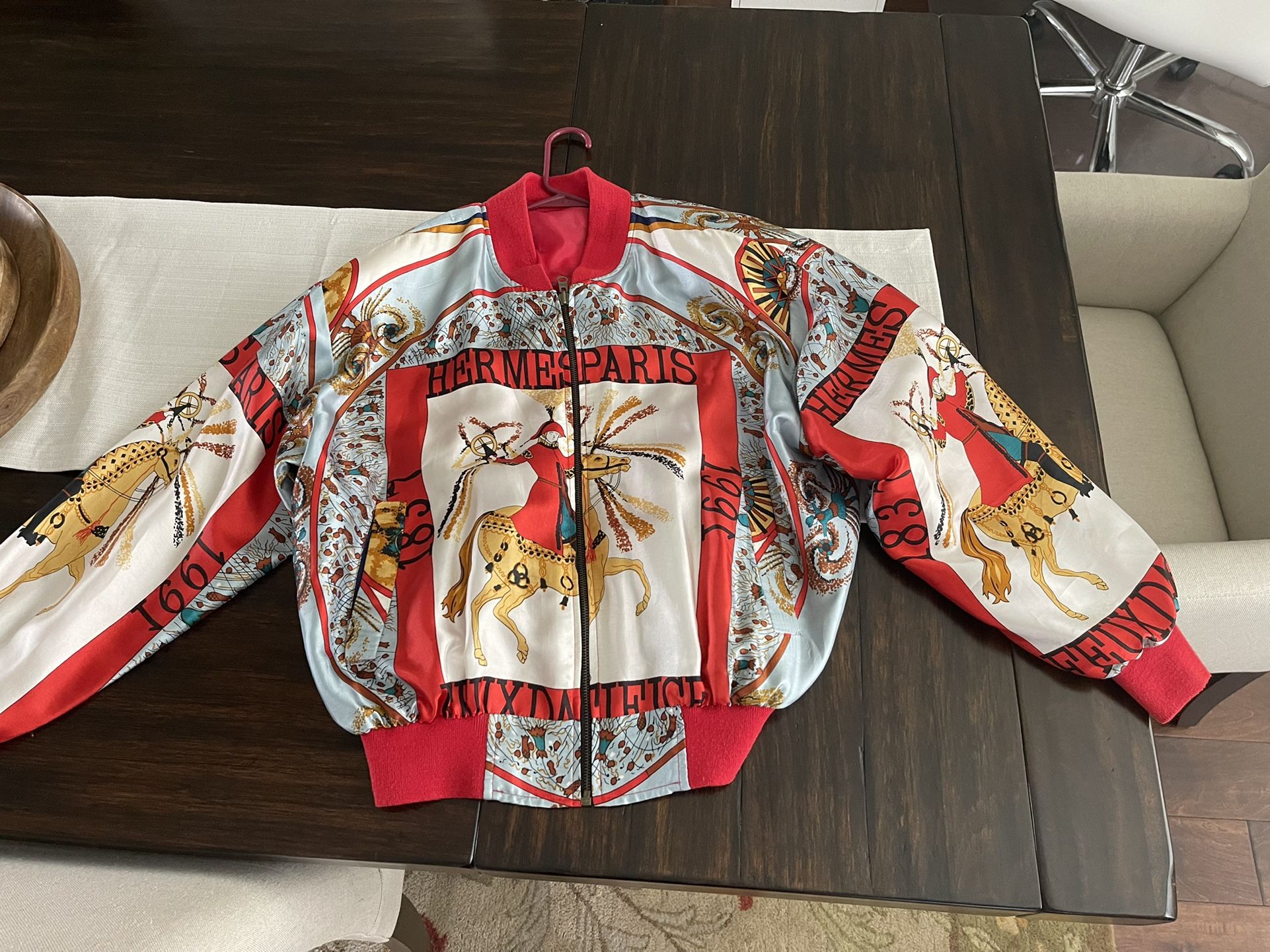 Vintage Hermes Silk Bomber Jacket