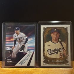 Dodgers Freddie Freeman 2 Card Lot - mint !   