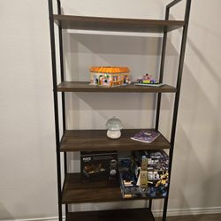 72 Inch Height Bookshelf (Brown Wood And Black Metal Finish)