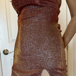 New Shimmer Glitter Sparkly Homecoming Party Sexy Strappy Tie Dress size Medium