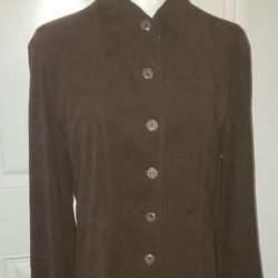 Sole Mio Brown Suede Long Sleeve Blouse/Blazer (Size M)
