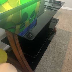 Black glass tv stand