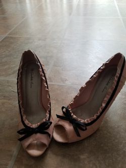 Pink and black heels