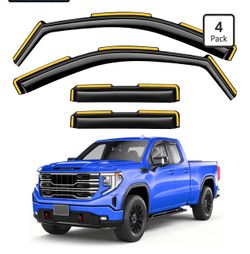 in-Channel Rain Guards Fit for Truck 2019-2026 Chevy Silverado 1500/GMC Sierra 1500 Double Cab, Window Rain Guards Visors Vent Visors Window Deflector