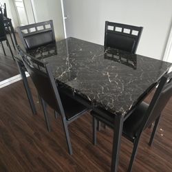 Marble Table + 4 Metal Chairs 