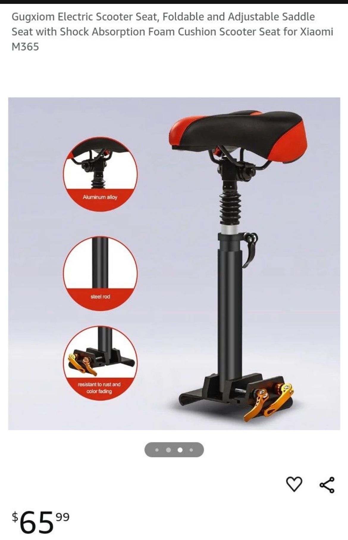 Gugxiom Electric Scooter Seat, Foldable and Adjustable Saddle Seat with Shock Absorption Foam Cushion Scooter Seat for Xiaomi M365
