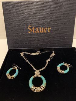 Silver and turquoise earring set