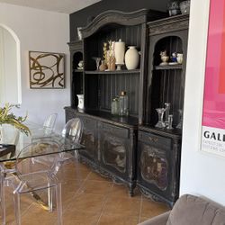Rubbed Black Antique Look Tv Or Dining Cabinet