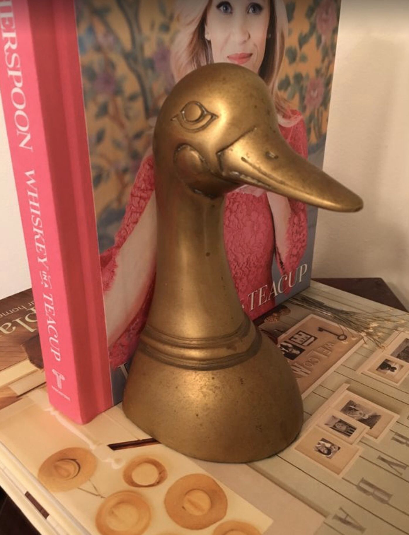 Single Vintage Brass Duck Bookend