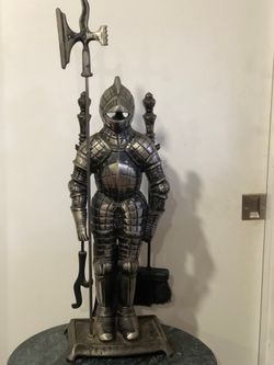 Vintage Mid-Century Cast Iron Medieval Knight Fireplace Tool Set – Made in Japan Model 1187 MDC
