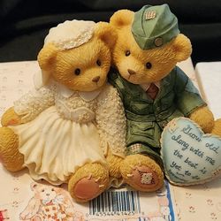 Cherished Teddies Forever Yours Forever True Anniversary Figurine - Military Themed  1997 Enesco