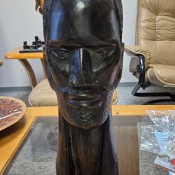 African Head Statue Hand Carved