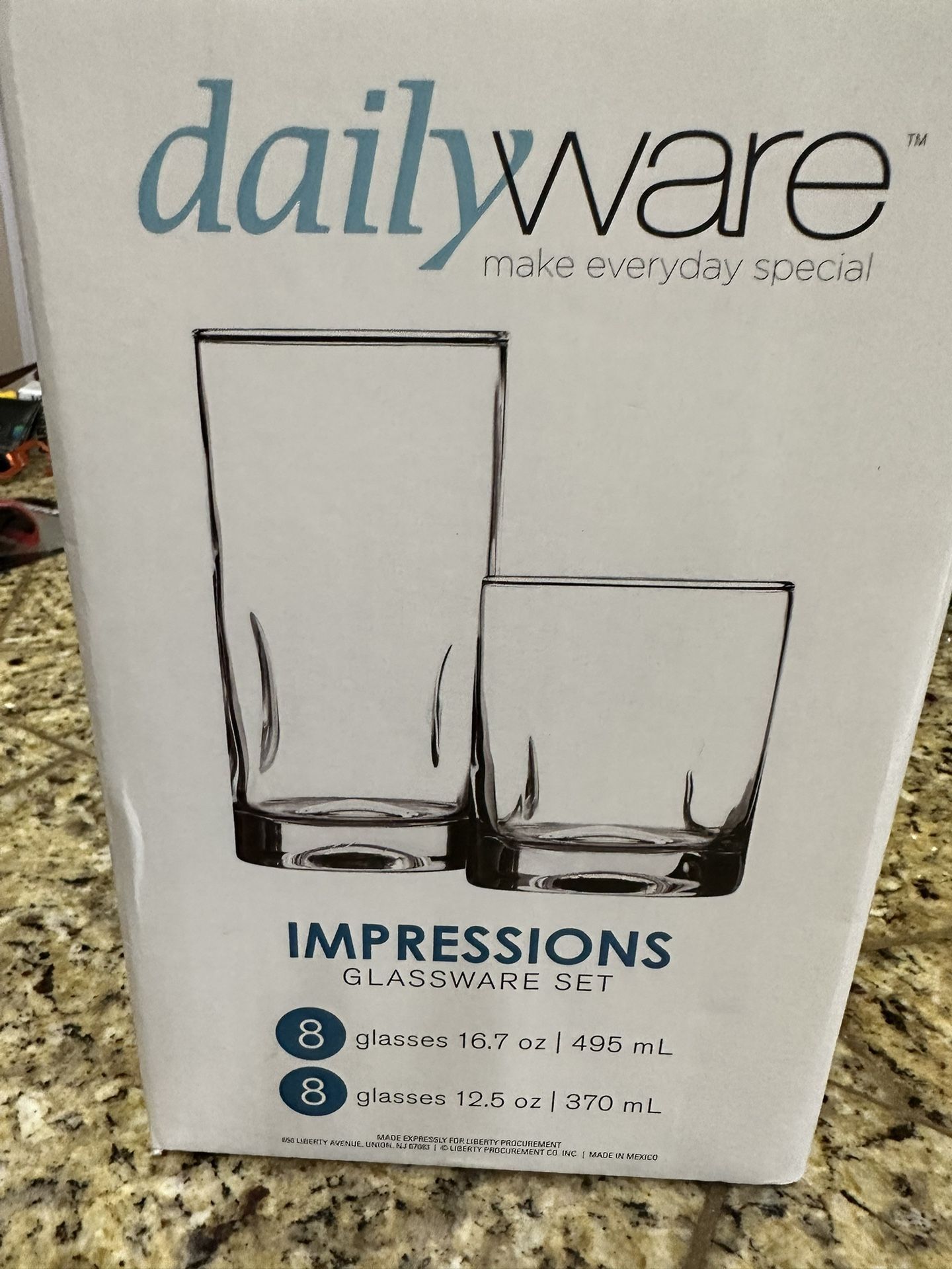 New In Box** Dailyware Impressions Glassware Set Of 16 for Sale in Manteca,  CA - OfferUp