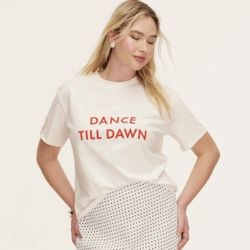 Kate Spade For Target Dance Till Dawn Cream Graphic T-shirt Size M