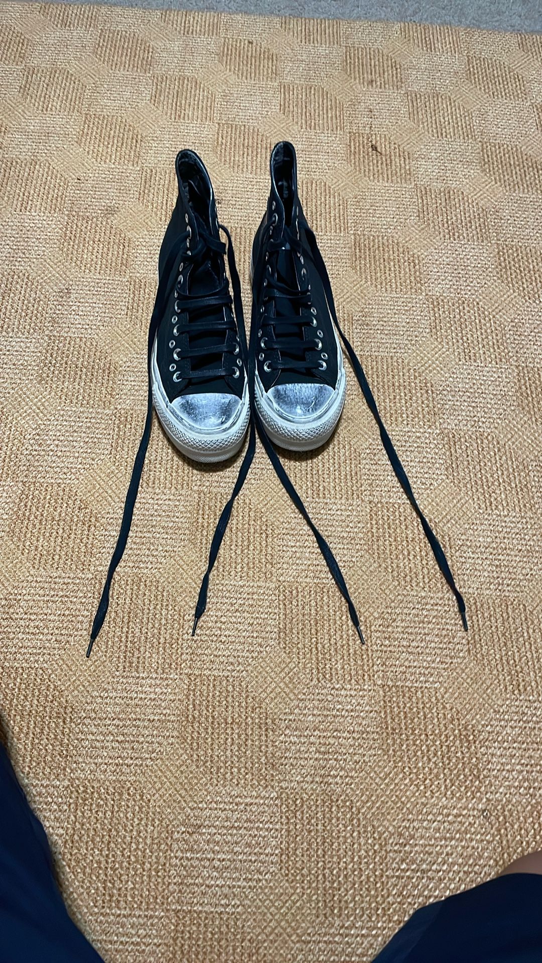 Black Converse With Black Smudged Toe Tip