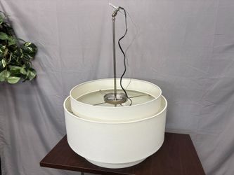White Fabric 3-Tier Drum 3 Light Chandelier