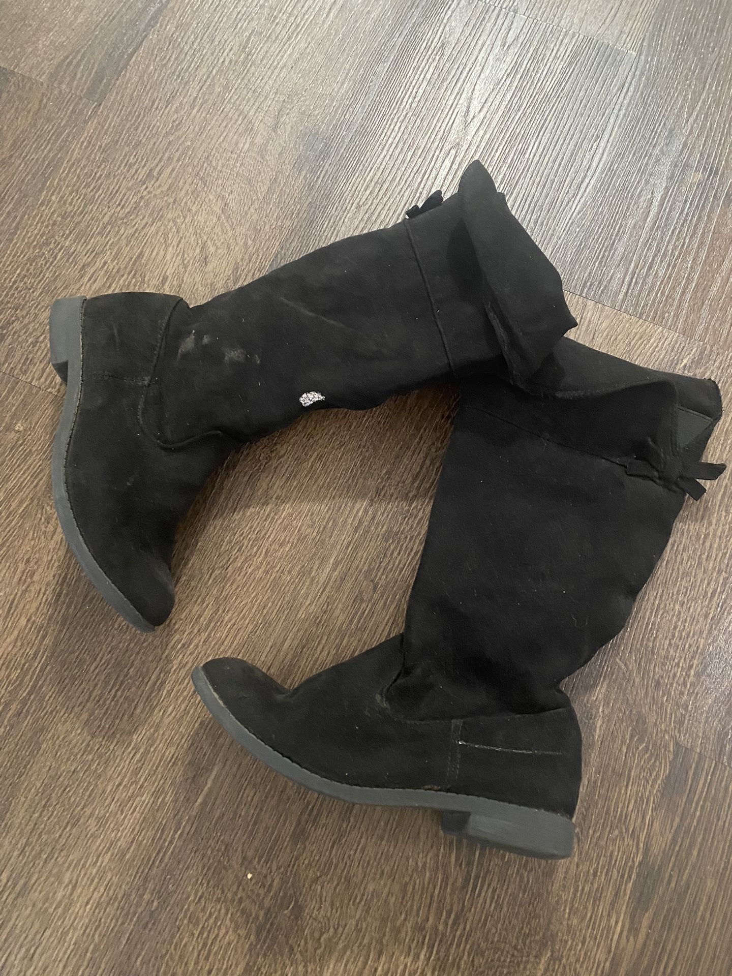Girls Black Suade Boots Size 2 Youry By Cat & Jack
