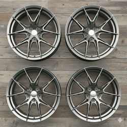 4PCS 19 X 9.5 5x112/5x114.3 ET:38 BBS FIR FI-R Style Wheels Hyper Black Rims New