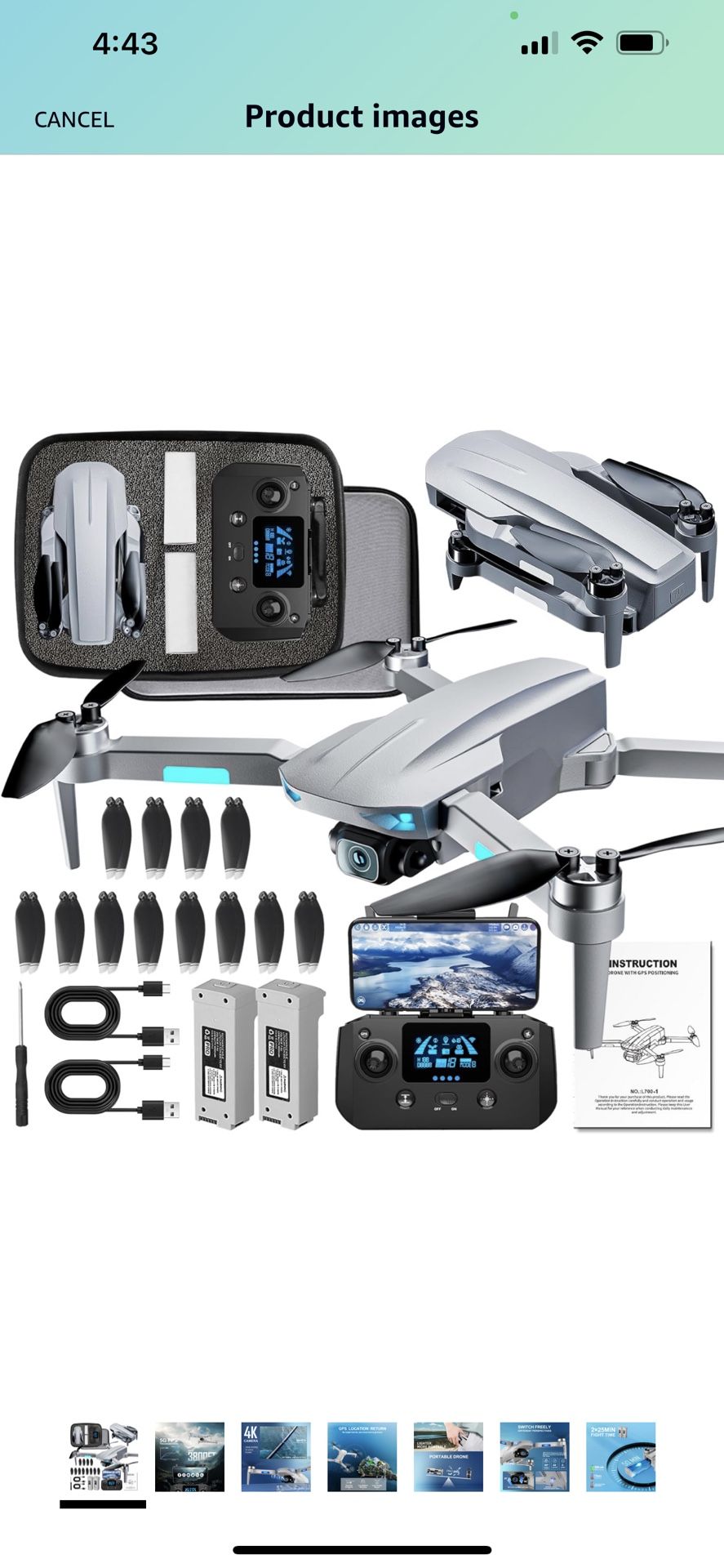 HHD GPS Drones with Camera for Adults 4k,50 Mins Flight Time,Under 249g,3800ft FPV Transmission,Brushless Motor,Max Speed 15m/s,Foldable Drone for Adu