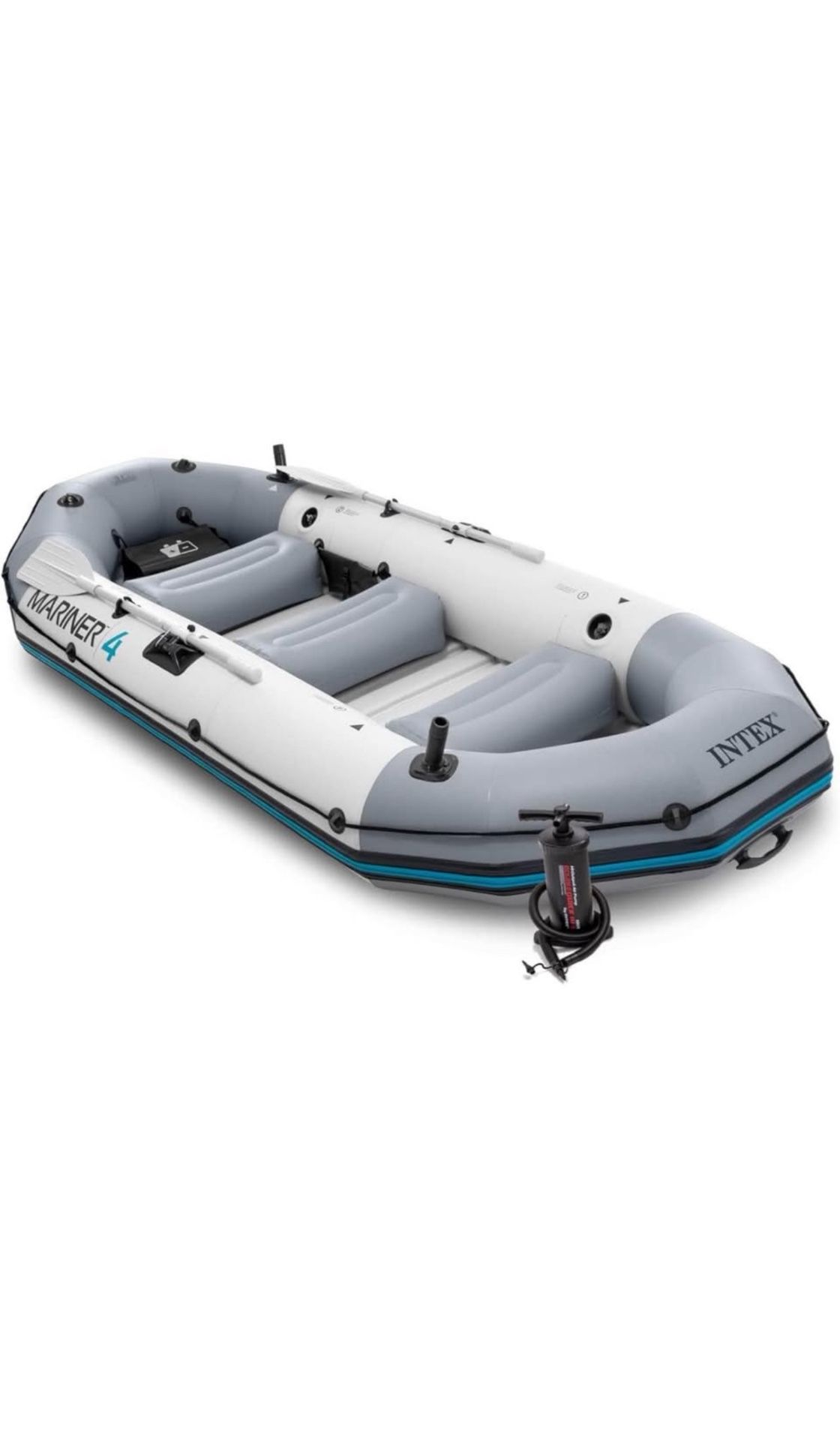 Juego bote inflable Intex Mariner 4, 4-personas con remos de aluminio y bomba de aire de alta (último modelo)